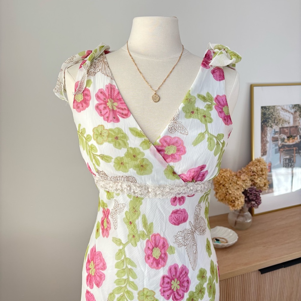 Vintage Y2K Floral Midi Dress -Size 6